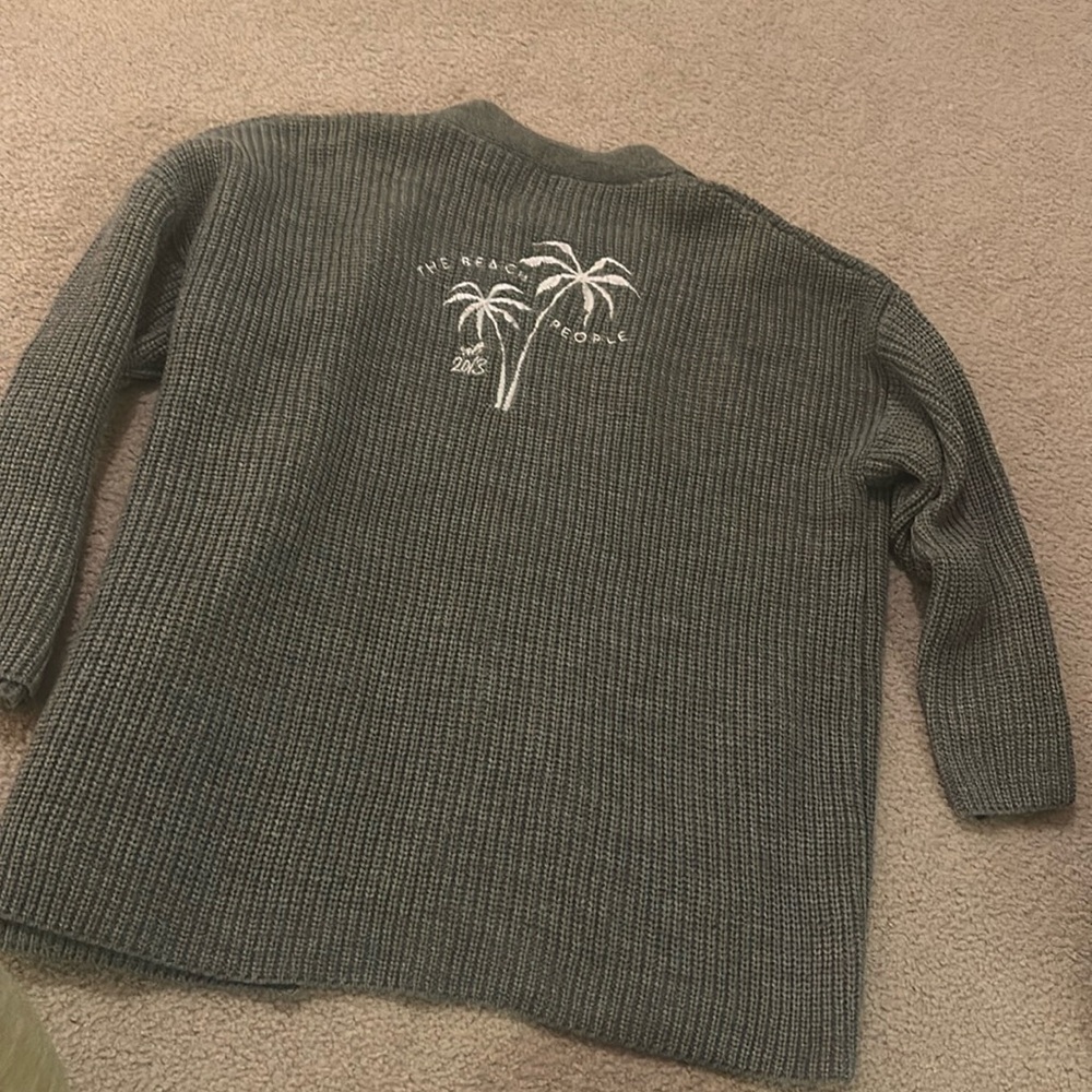 The Beach People Twin Palms Grey Cable Open Cardigan M/L new Beachly Box